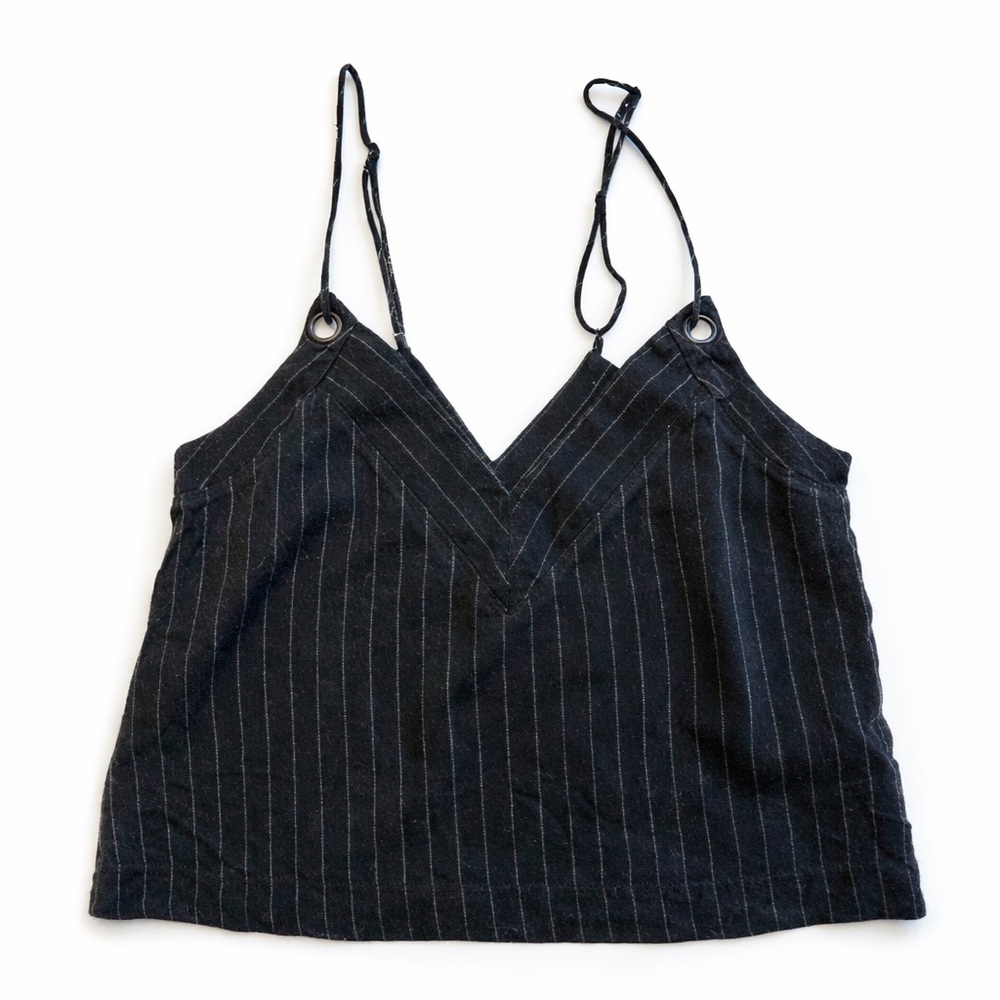 3/$25 | 90s Crop cami black & white pinstripe spaghetti strap XS Y2K Grunge